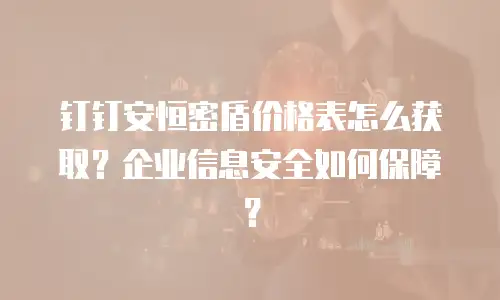 钉钉安恒密盾价格表怎么获取？企业信息安全如何保障？