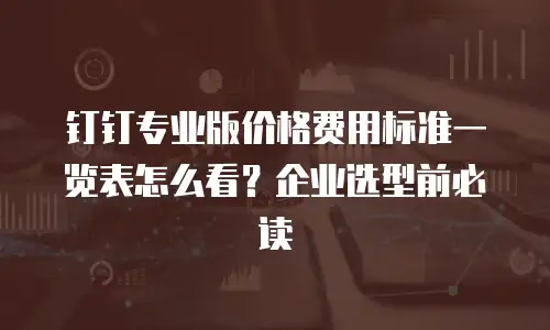 钉钉专业版价格费用标准一览表怎么看？企业选型前必读
