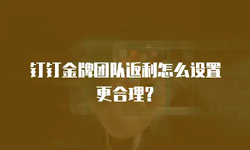 钉钉金牌团队返利怎么设置更合理？
