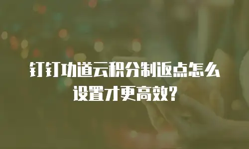钉钉功道云积分制返点怎么设置才更高效？