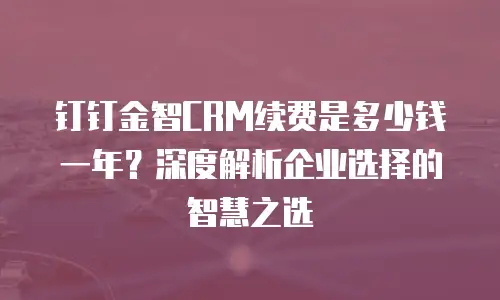 钉钉金智CRM续费是多少钱一年？深度解析企业选择的智慧之选