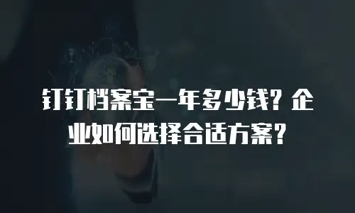 钉钉档案宝一年多少钱？企业如何选择合适方案？