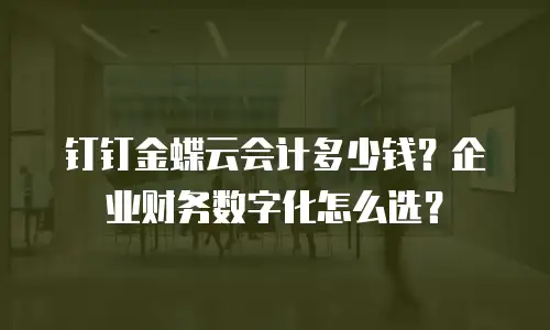 钉钉金蝶云会计多少钱？企业财务数字化怎么选？