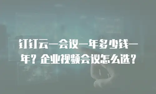 钉钉云一会议一年多少钱一年？企业视频会议怎么选？