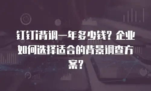钉钉i背调一年多少钱？企业如何选择适合的背景调查方案？