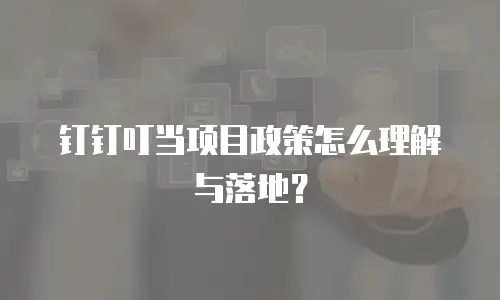 钉钉叮当项目政策怎么理解与落地？