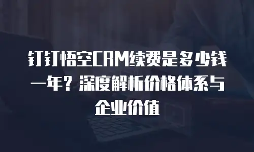 钉钉悟空CRM续费是多少钱一年？深度解析价格体系与企业价值