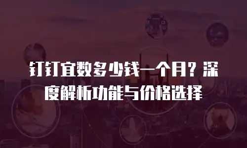 钉钉宜数多少钱一个月？深度解析功能与价格选择