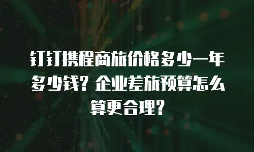 钉钉携程商旅价格多少一年多少钱？企业差旅预算怎么算更合理？