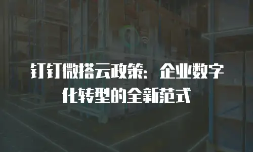 钉钉微搭云政策：企业数字化转型的全新范式