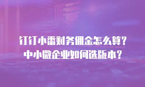 钉钉小番财务佣金怎么算？中小微企业如何选版本？