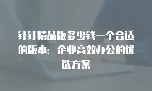 钉钉精品版多少钱一个合适的版本：企业高效办公的优选方案