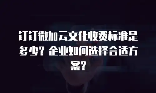 钉钉微加云文化收费标准是多少？企业如何选择合适方案？