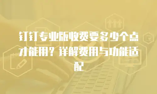 钉钉专业版收费要多少个点才能用？详解费用与功能适配