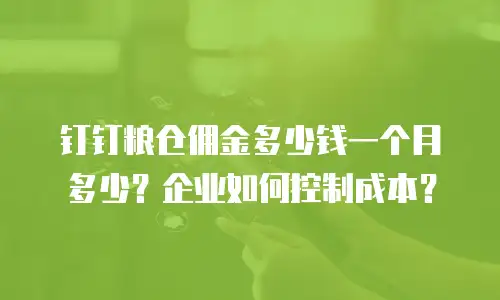 钉钉粮仓佣金多少钱一个月多少？企业如何控制成本？
