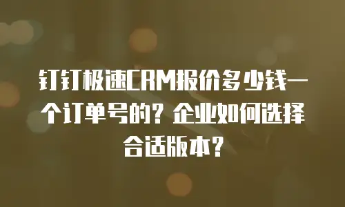 钉钉极速CRM报价多少钱一个订单号的？企业如何选择合适版本？
