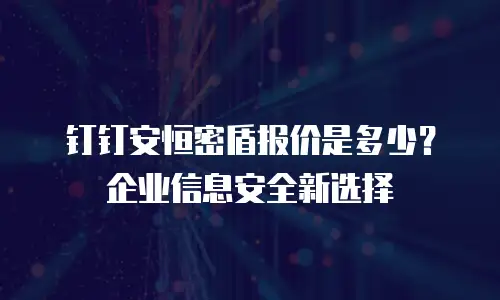 钉钉安恒密盾报价是多少？企业信息安全新选择