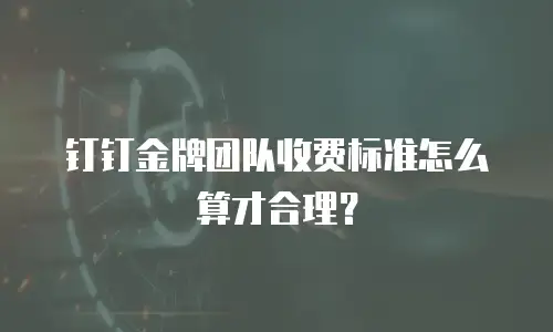 钉钉金牌团队收费标准怎么算才合理？