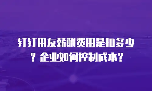 钉钉用友薪酬费用是扣多少？企业如何控制成本？