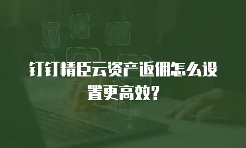 钉钉精臣云资产返佣怎么设置更高效？