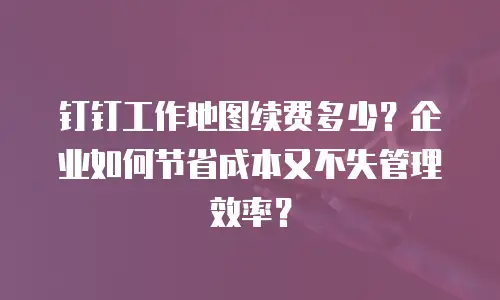 钉钉工作地图续费多少？企业如何节省成本又不失管理效率？