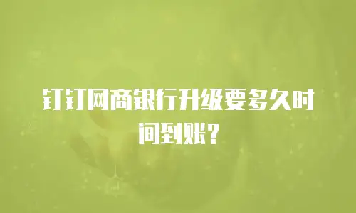 钉钉网商银行升级要多久时间到账？