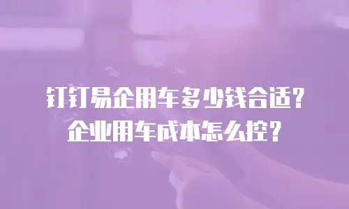 钉钉易企用车多少钱合适？企业用车成本怎么控？