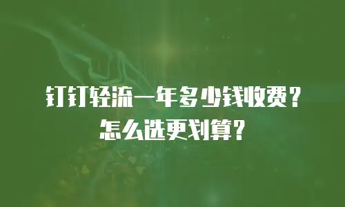 钉钉轻流一年多少钱收费？怎么选更划算？