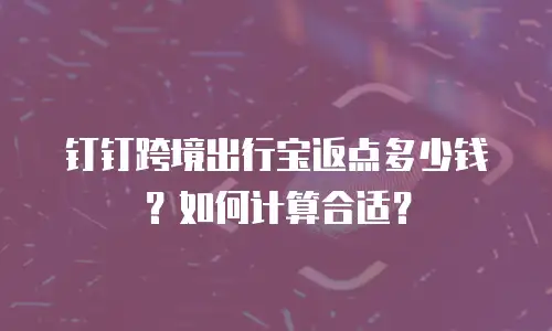 钉钉跨境出行宝返点多少钱？如何计算合适？