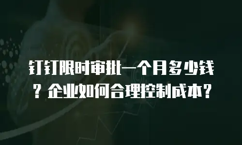钉钉限时审批一个月多少钱？企业如何合理控制成本？