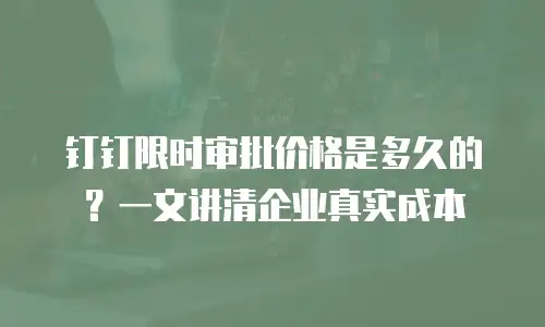 钉钉限时审批价格是多久的？一文讲清企业真实成本