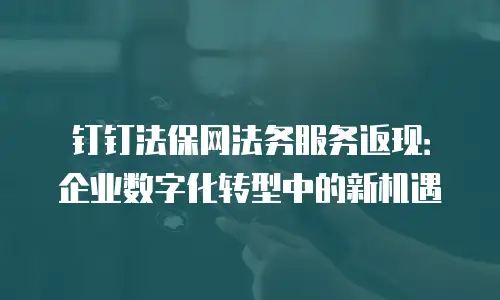 钉钉法保网法务服务返现：企业数字化转型中的新机遇