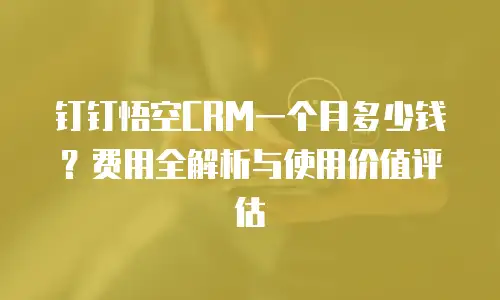 钉钉悟空CRM一个月多少钱？费用全解析与使用价值评估