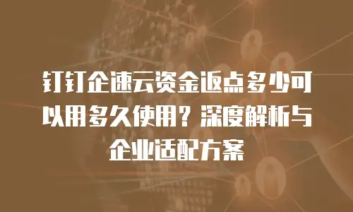 钉钉企速云资金返点多少可以用多久使用？深度解析与企业适配方案