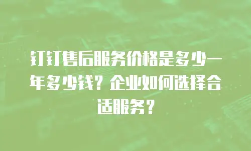 钉钉售后服务价格是多少一年多少钱？企业如何选择合适服务？