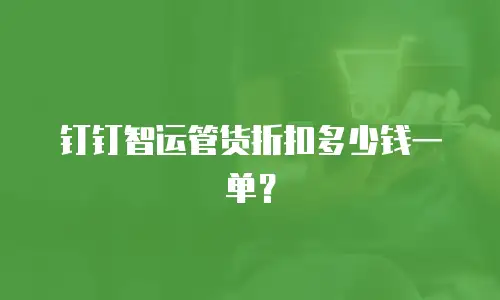 钉钉智运管货折扣多少钱一单？