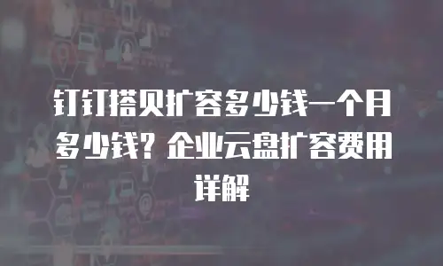 钉钉搭贝扩容多少钱一个月多少钱？企业云盘扩容费用详解