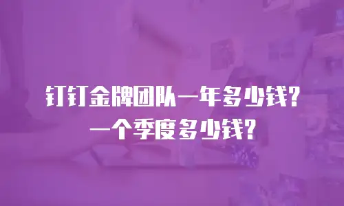 钉钉金牌团队一年多少钱？一个季度多少钱？