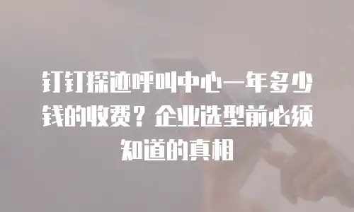 钉钉探迹呼叫中心一年多少钱的收费？企业选型前必须知道的真相