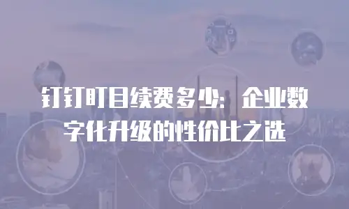 钉钉盯目续费多少：企业数字化升级的性价比之选