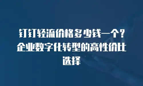 钉钉轻流价格多少钱一个？企业数字化转型的高性价比选择