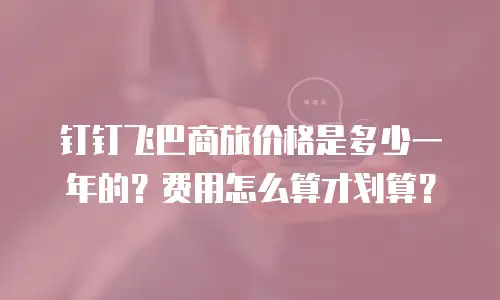 钉钉飞巴商旅价格是多少一年的？费用怎么算才划算？