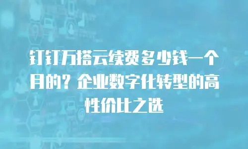 钉钉万搭云续费多少钱一个月的？企业数字化转型的高性价比之选