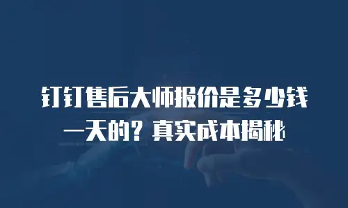 钉钉售后大师报价是多少钱一天的？真实成本揭秘