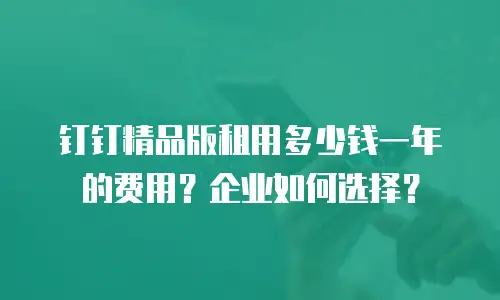钉钉精品版租用多少钱一年的费用？企业如何选择？