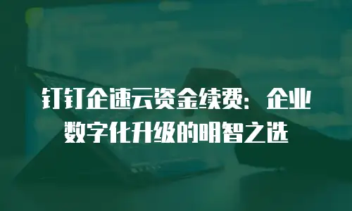 钉钉企速云资金续费：企业数字化升级的明智之选