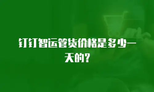 钉钉智运管货价格是多少一天的？