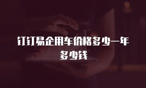 钉钉易企用车价格多少一年多少钱