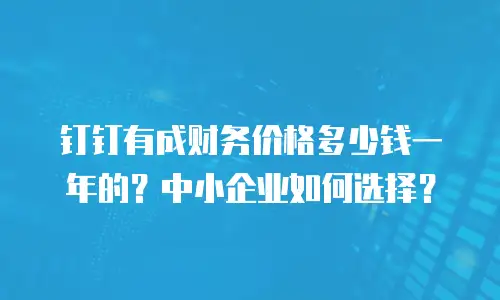 钉钉有成财务价格多少钱一年的？中小企业如何选择？