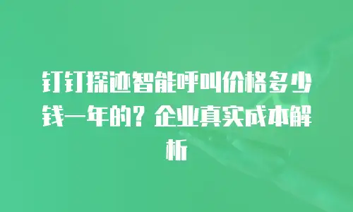 钉钉探迹智能呼叫价格多少钱一年的？企业真实成本解析